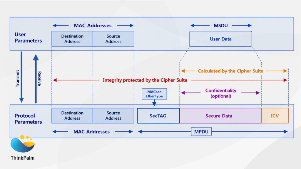 MACsec Encryption and Integrity Protection Layer Diagram